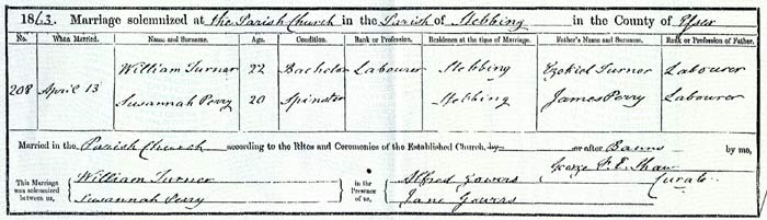 george Turner marriage 1863