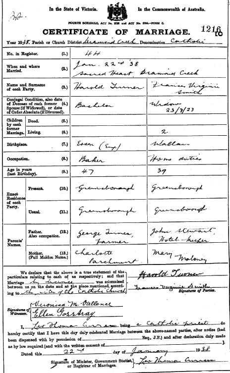 wedding of Harold Turner 